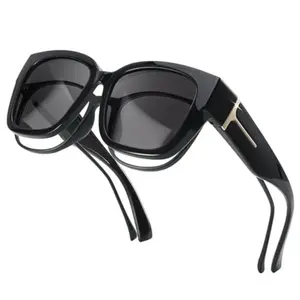 【FitOver Sunglasses】Mirrored Sunglasses Polarized Fit Over Glasses for Women Men for Driving - Trendy Large Square Oversized UV400 Protection Sun Glasses