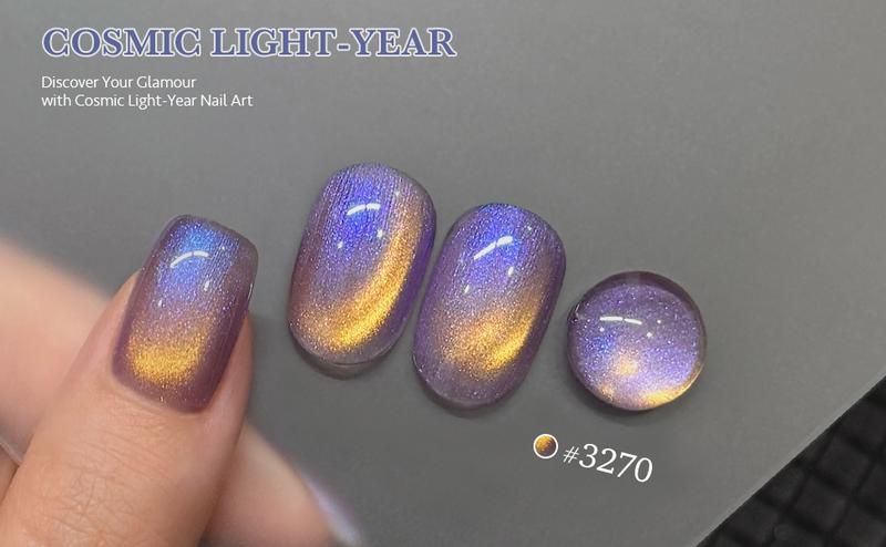 GAOY Cosmic Light-Year Glitter Cat Eye Gel Polish Kit with Magnet Holographic Nail Polish Set Soak Off UV Cure Gel for DIY Manicure at Home