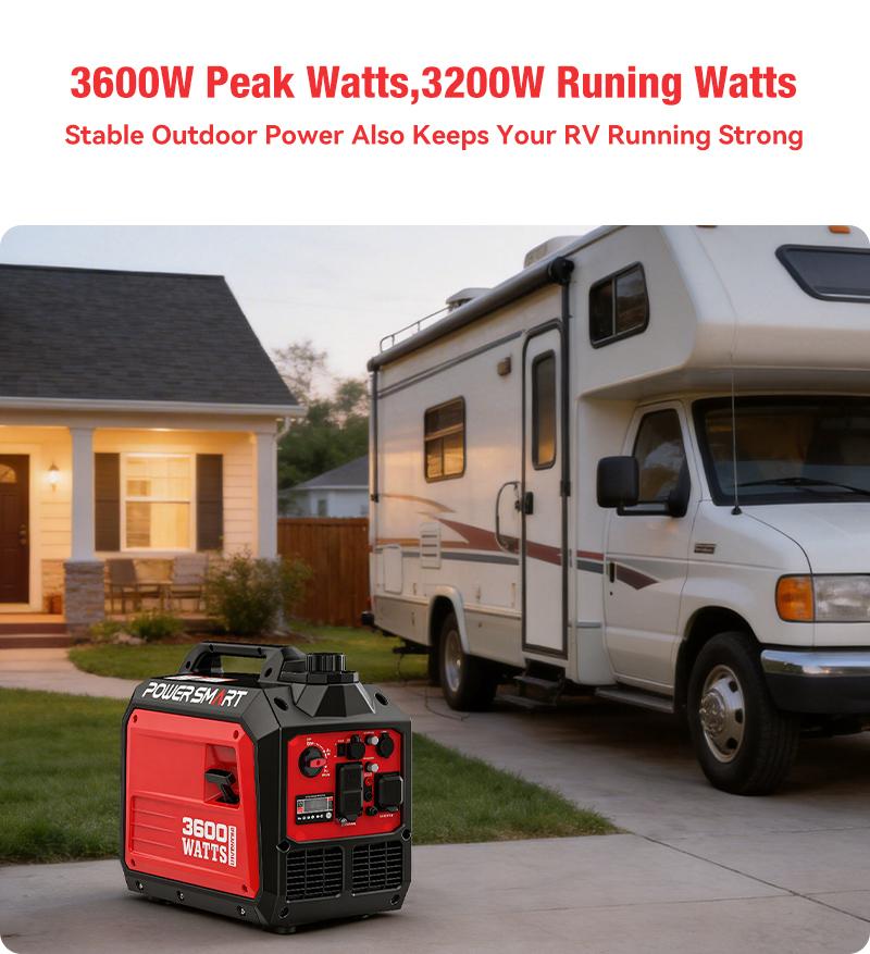PowerSmart 3600 Watt Quiet Portable Inverter Generator, Storm Weather, RV Ready 30A Outlet, Parallel Capable, Emergency Use Camping, EPA Compliant,Hurricane, Emergency,Safe & Long-lasting usage, DB5035/DL5035C, generators for house power