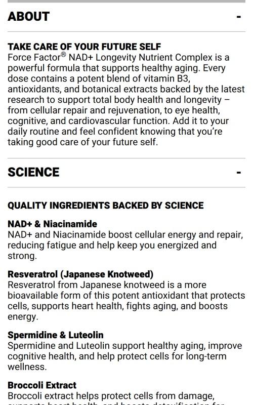 Force Factor NAD+ (NMN Alternative) with Resveratrol, Astaxanthin & Spermidine, 7-in-1 Longevity Formula for Cellular Energy, Repair & Healthy Aging, 60 Capsules