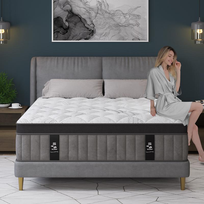 12/14 Inch Gel Memory Foam Mattress Hybrid Pocket Spring Twin Full Queen King Bed Mattress In A Box, Euro Top Medium Firm For Back & Lumbar Support, Individual Pocket Spring Bed For Motion Isolation & Fiberglass Free