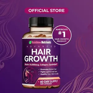 24-in-1 Advanced Hair Growth Vitamins |   Biotin 10,000mcg, Collagen, Patented OptiMSM, goMCT, Saw Palmetto |   Naturally Regrow Stronger & Healthier Hair, Skin and Nails |   Stops Hair Loss |   60 Day Supply