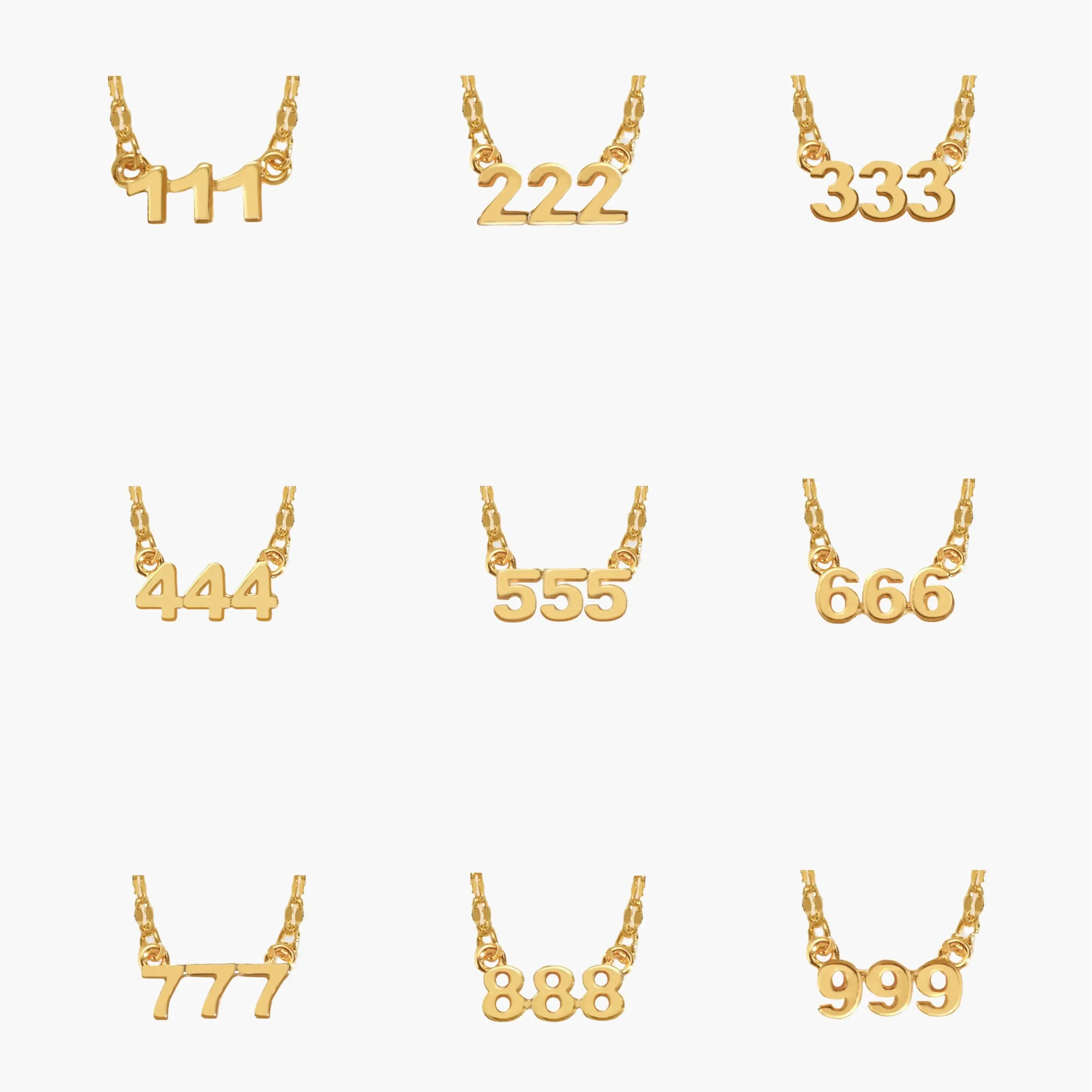 en route 18K Gold Plated Malak Necklace, Dainty Angel Number Design in Gold Tone, Symbolic Manifestation Jewelry for Daily Layering and Spiritual Gifting