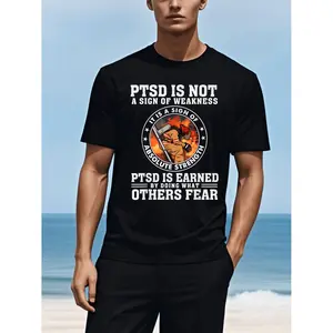 PTSD Is Not A Firefighter T Shirt 100 Cotton Firefighter Apparel For Men Heavyweight Crew Neck Casual Summer Short Sleeve Shirt Gifts For Fireman Black XXXL