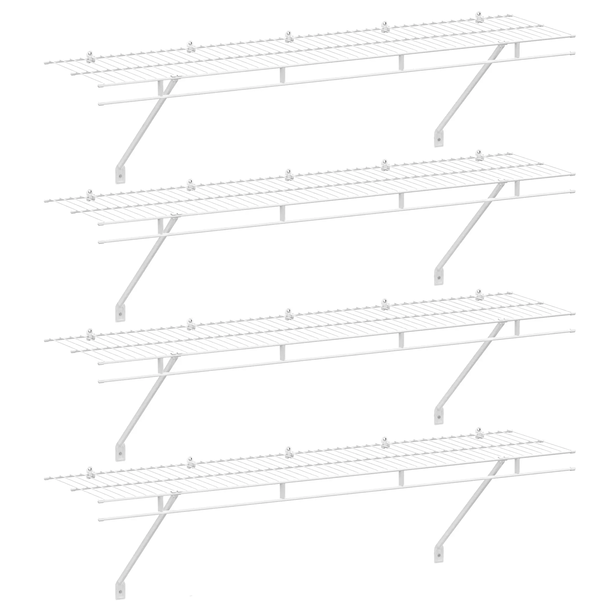 #backtoschool HAUSHOF Closet Shelves Wall Mounted 4-Pack, 4 ft x 12in White Wire Shelving for Laundry Room, Closet, Basement Organization and Storage