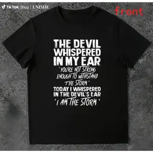 Cotton Crew Neck T-Shirt with "The Devil Whispers in My Ear" – Soft Casual Fit for Everyday Wear
