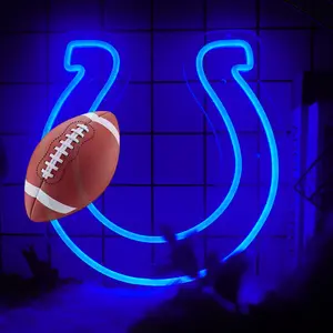 Football Neon Signs for Bar,Neon Signs for Man Cave or Garage Birthday Gifts,Team Logo Light Up Sign for Bar Dorm、 Party、 Game Room 20