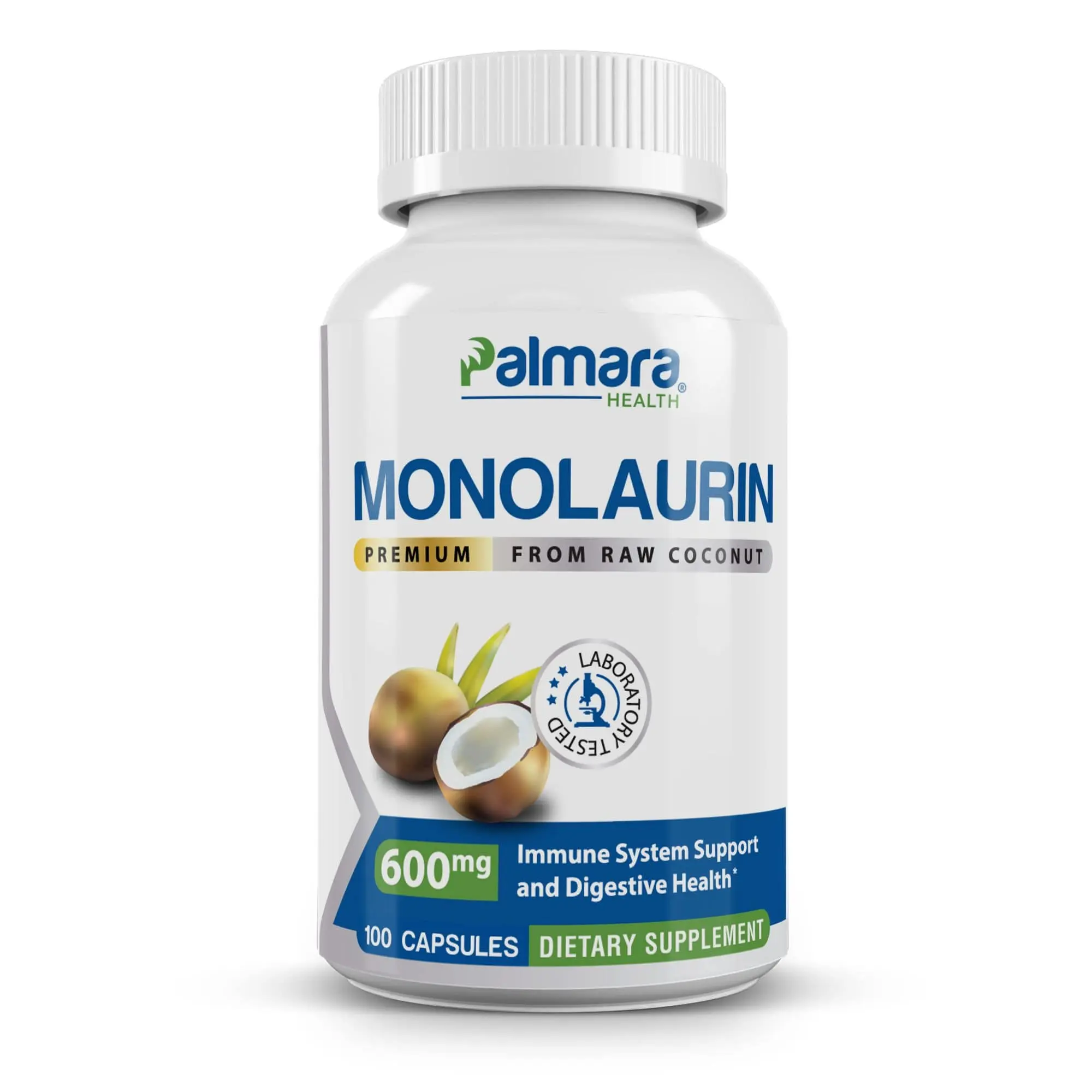 Monolaurin 600mg – Original Coconut-Based Formula for Immune and Digestive Health, 100 Capsules | Palmara Health