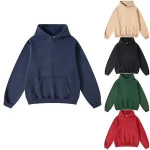 Oversized Hoodie Acid Wash Pullover Vintage Cotton Heavyweight Sweatshirt Fleece Hoodie