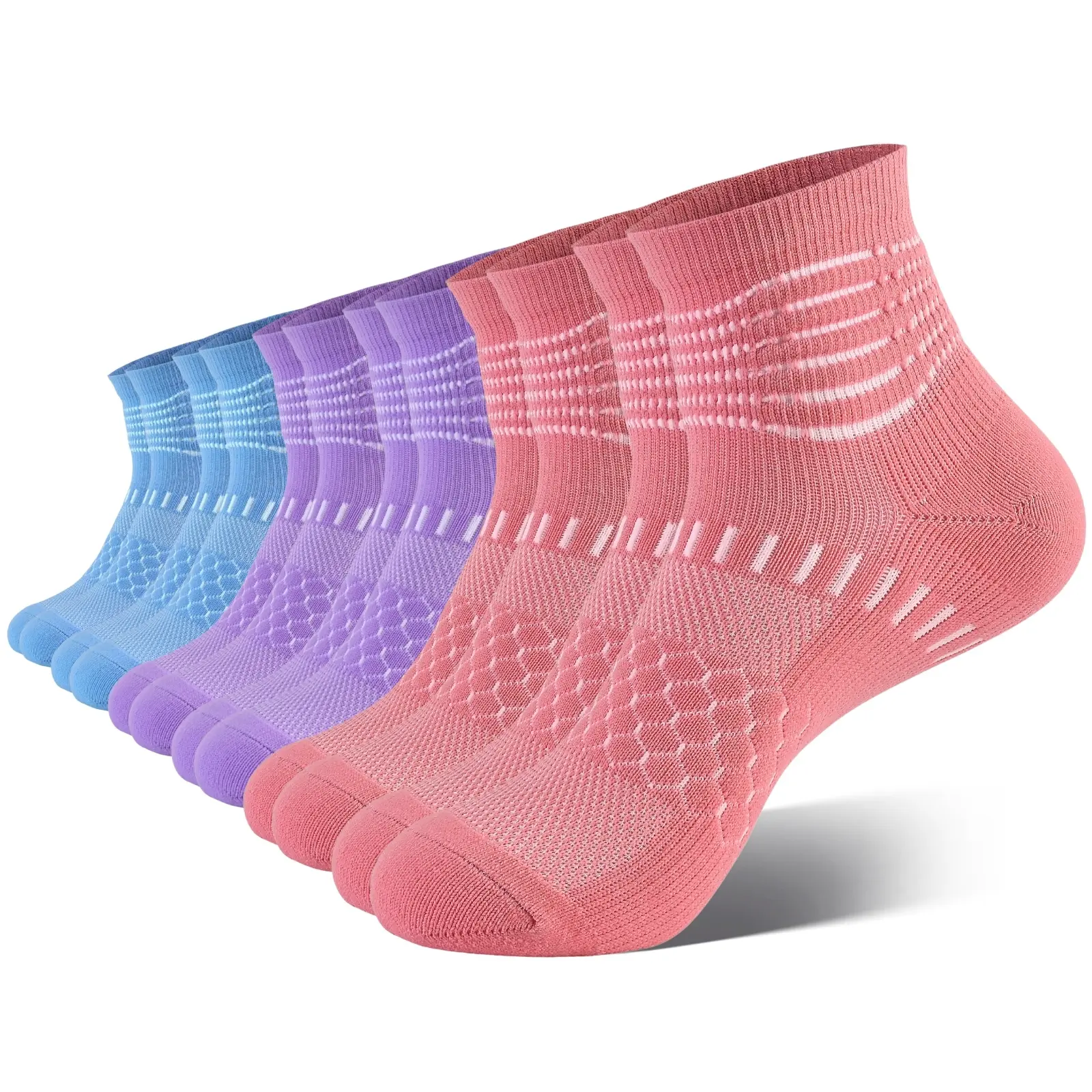 IRAMY 6 Pairs Women Elastane Compression Ankle Socks, Cushioned Athletic Socks, Sweat Wicking Plantar Fasciitis Socks to Reduce Foot & Ankle Soreness,clothes for back to school,first day of school outfits