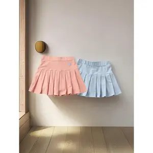 2-Pack Girls Casual Skirt Shorts with Safety Elastic Waistband, Machine Washable, Solid Color Skirt Shorts Toddlers and Children, Breathable Summer Clothing, Girl Style Outfit