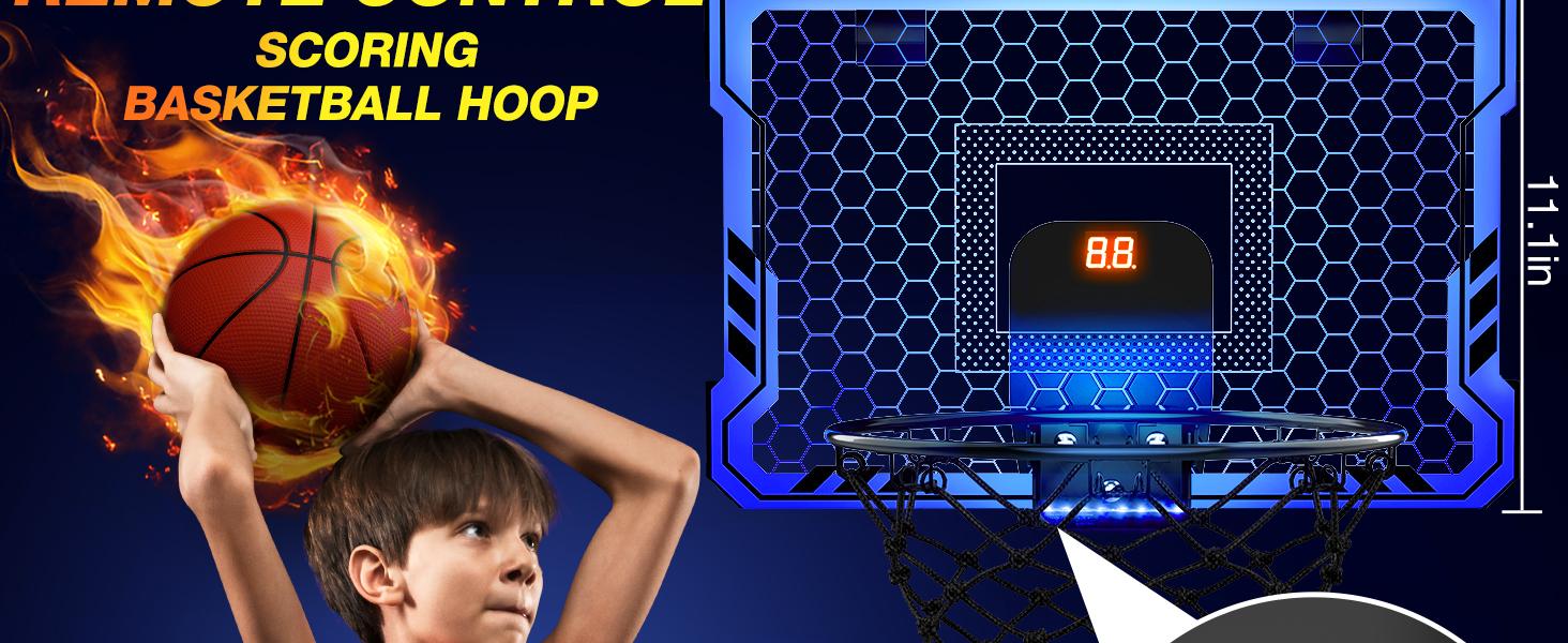 (Summer Turn-Up)Ropoda Mini BasketballHoop - Glow in The Dark Mini Basketball with Clear Polycarbonate Backboard, Durable Design, Easy Assembly & Storage Instructions, Summer Turn Up & Father's Day Deal