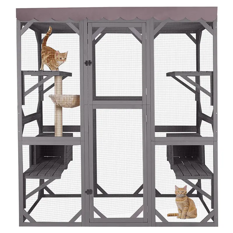 DealsForYouDays Aivituvin Walk-in Large Cat Enclosure with Roof Tarp - Connects to Windows or Cat Doors with Wheels| Connecting with Window,Cat Furniture,Cat Enclosure connect to slider door