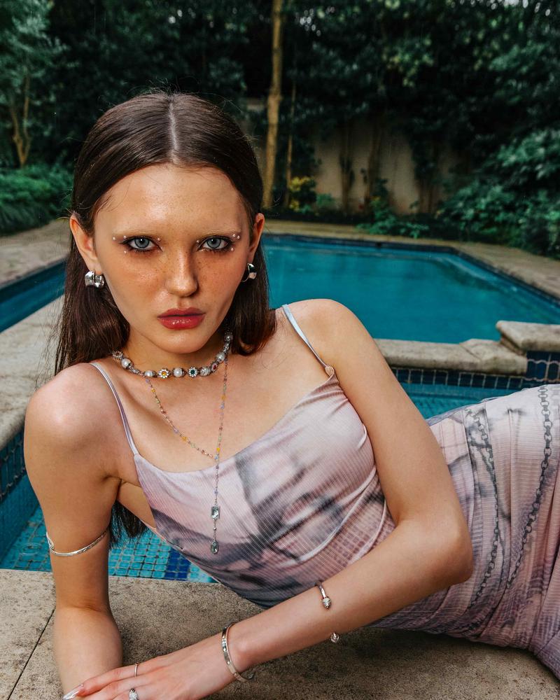 en route Celestial Lariat Necklace in Silver, Colorful Stones with Lariat Design, Versatile Jewelry for Layering, Daily Wear or Chic Evening Looks