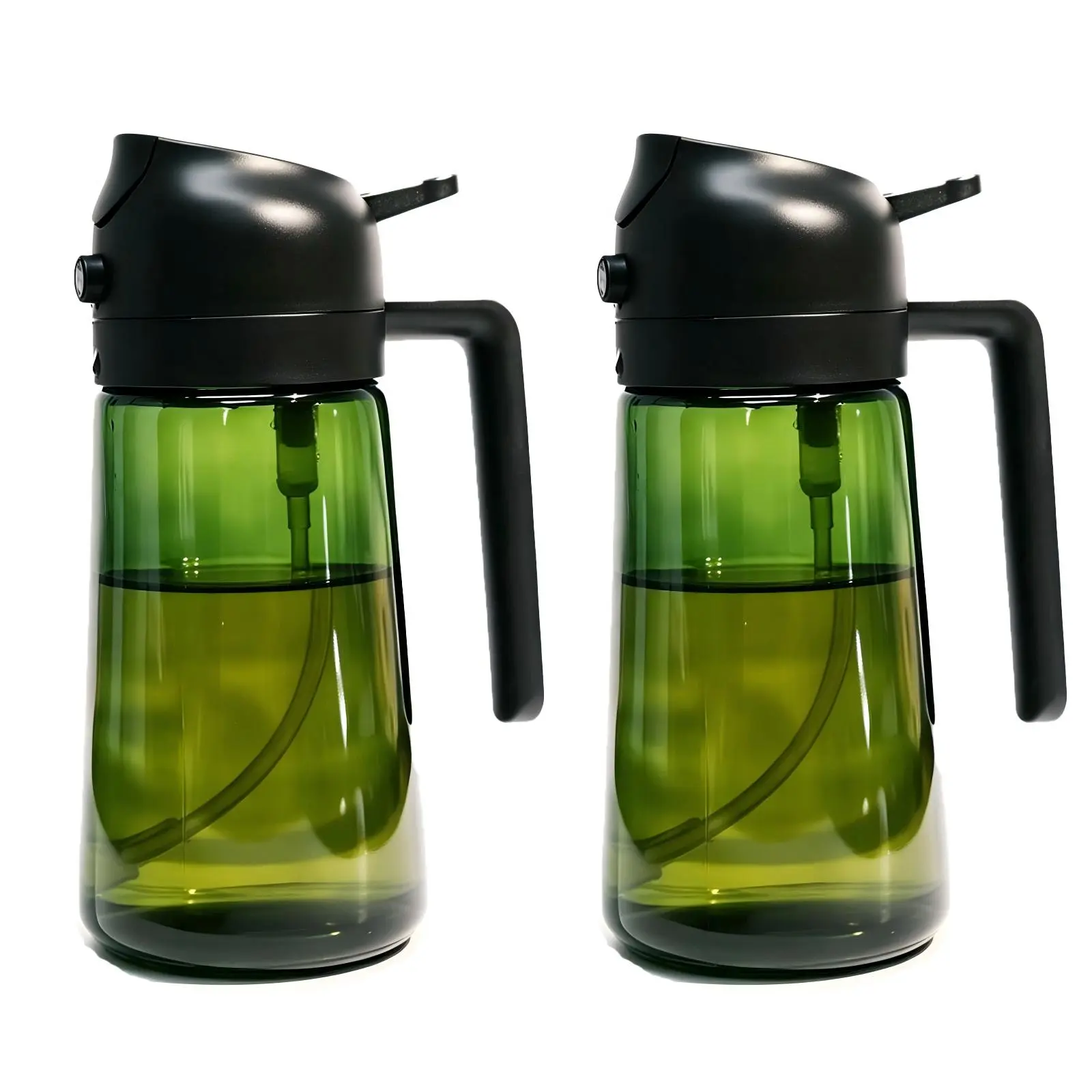 2-in-1 Olive Oil Sprayer & Pour Dispenser, 16oz/470ml Dark Glass Bottle - Food-Grade Kitchen Utensils, Organizer to Organize Kitchen for Frying, Baking, Oil Dispenser