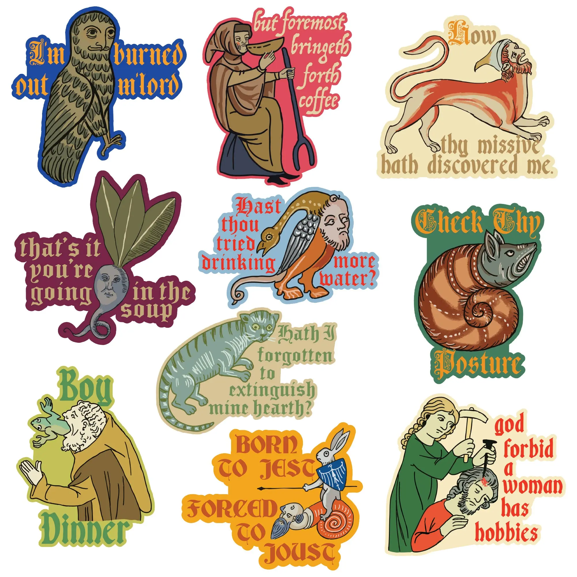 More Medieval Sticker Extra Large Stickers Funny Adhesives with Memes Funny Stickers with Colorful Graphic Decals Funny   Multi -