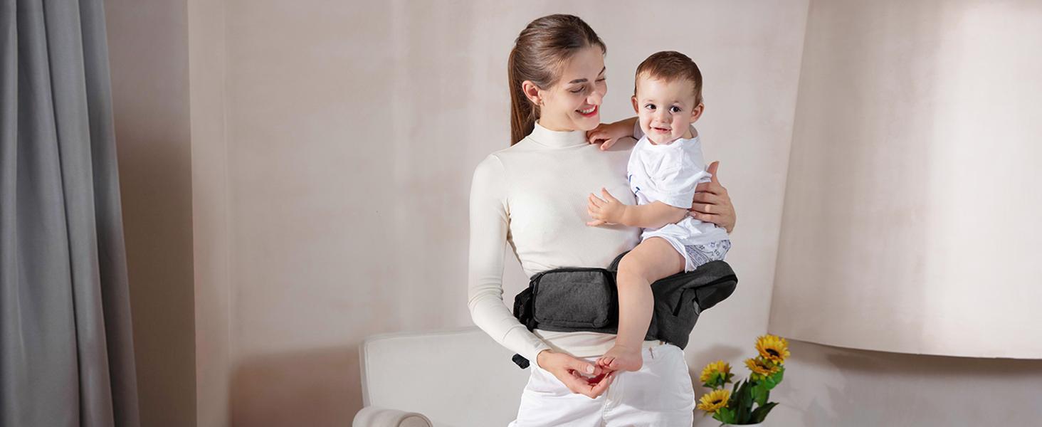 GROWNSY Baby Carrier Hip Seat , Ergonomic Hip Seat Baby Carrier with Multiple Pockets, Shock absorbing hip Seat, Suitable for Newborns & Toddlers