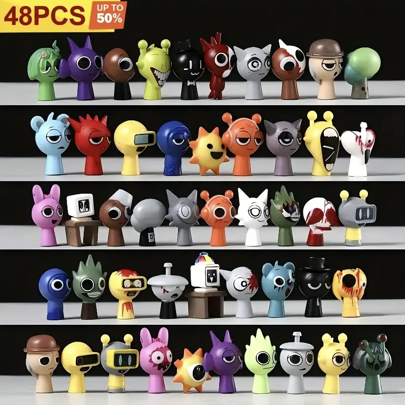 Sprunki Model Figure Mega Collection - 48-Piece Set with Phase 1-3 Transformations, 20-Character Full Set, Music Game Collectibles, Whimsical Unique Styles, Anime Design, Birthday Gifts, Classroom Prizes, Cake Toppers, Desktop Decor, Mystery Toys