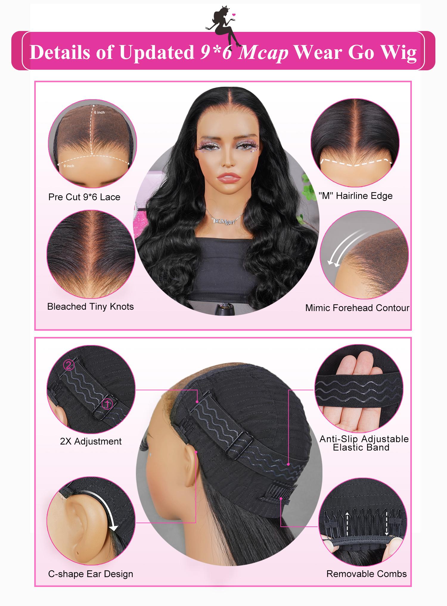 BGMgirl Body Wave Pre Bleached Pre Plucked 6*4 Wear Go 180% Density Glueless Pre Cut HD Lace Closure Human Hair Wig TikTokShopfalldealsforyou
