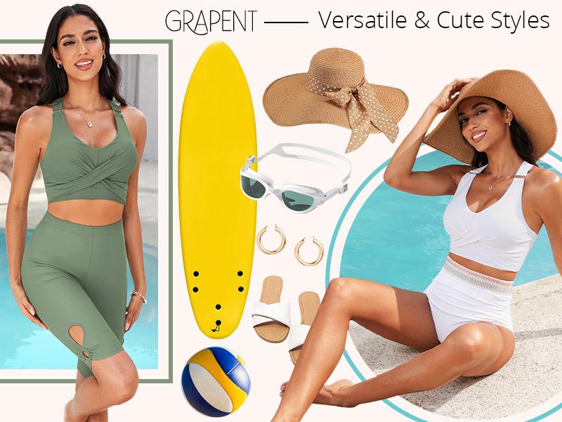 GRAPENT Women's Twist Front Ruched Bikini Top Adjustable Crisscross Back Cropped Tankini Swimwear with Removable Padding Mega Stretchy Fabric Tankiniswimsets bikinis GRAPENT Women's Twist Front Ruched Bikini Top Adjustable Crisscross Back Cropped Tankini Swimwear with Removable Padding Mega Stretchy Fabric Tankiniswimsets bikinis