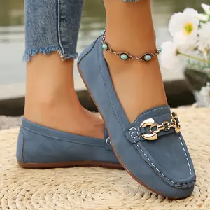 A23-Women's Comfortable & Lightweight Suede Leather Loafers Slip-Ons Driving Mocs Walking Shoes Cute Business Casual Dress Shoes Work Flats for Women