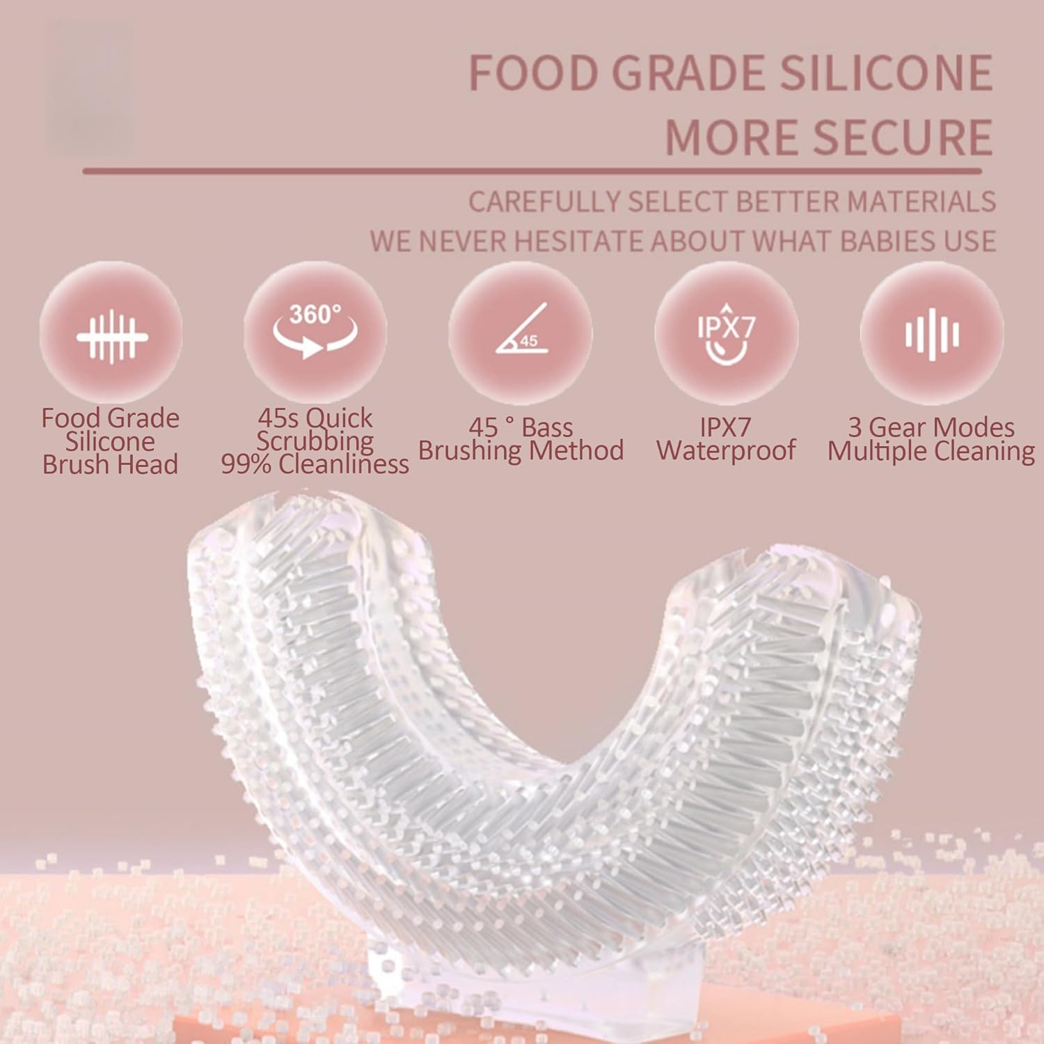 Kids U Shaped Electric Toothbrush with Brush Heads, 360° Sonic Automatic Toothbrush with 3 Cleaning Modes, IPX7 Waterproof Cartoon Dinosaur Design (Ages 2-12)