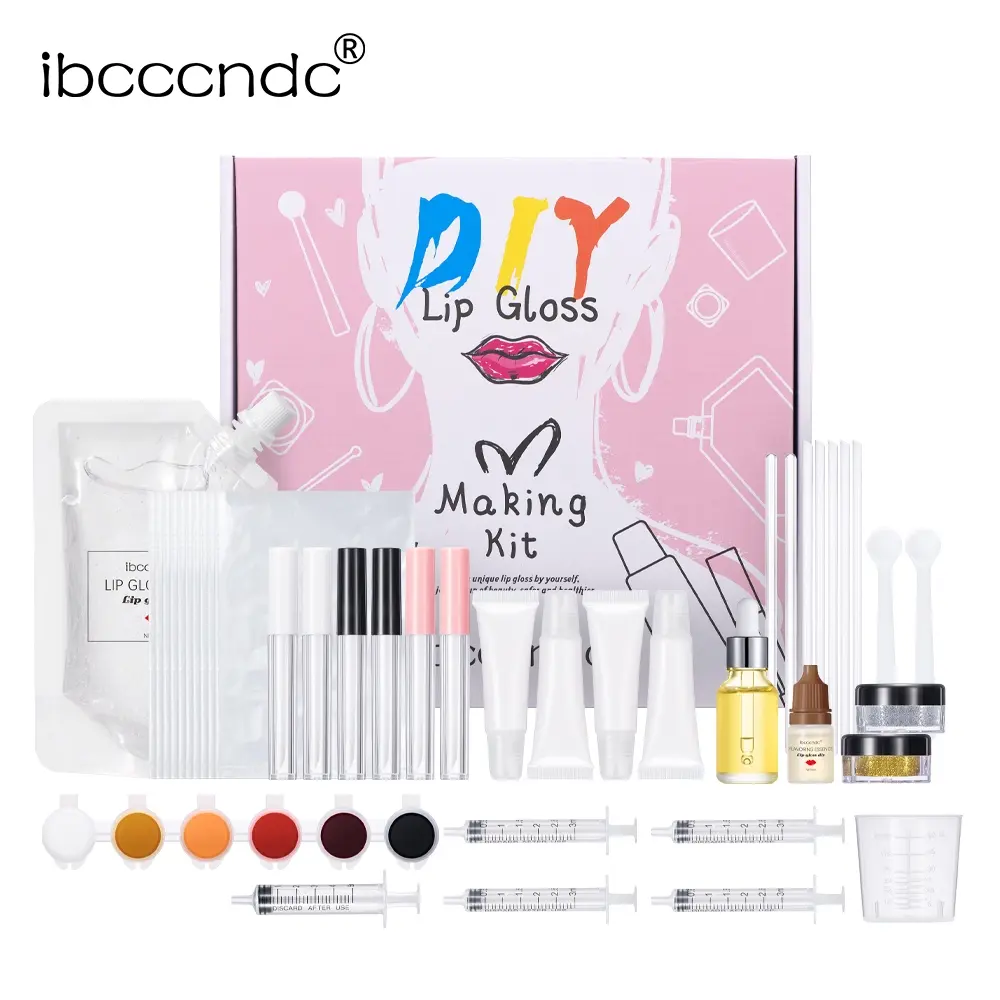 Creative DIY Lip Gloss Making Kit, Glitter Lipgloss, Juicy Gloss, Glimmer Gloss, Multi-Color Lip Balm Tools Set, Perfect Home Craft Gift, Easy-To-Use Creative Makeup DIY Set, Lip Products Makeup