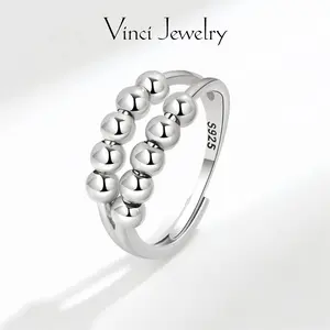 Stylish Relief Anxiety Ring with Rotatable Ball Bearing Design, Unisex Hip-hop Encouragement Ring, Trendy and Stylish Jewelry for Women and Men, Perfect Gift for Family, Friends, Positive Energy Spirit Ring, Christmas or Birthday Gift