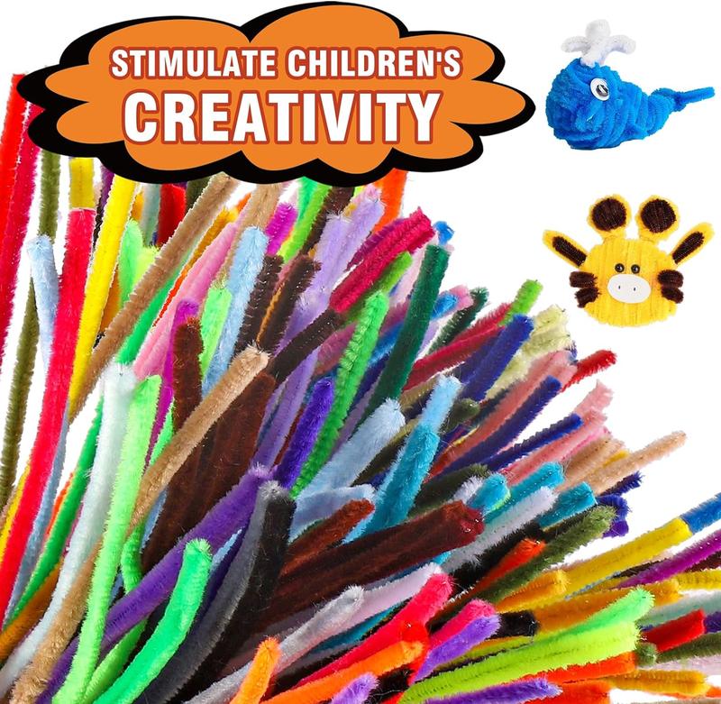 1000 Pcs Pipe Cleaners Assorted 20 Colors 12 Inch Chenille Stems Bulk for Kids Art DIY Crafts Projects Decorations Soft Flexible Random Color Premium Material