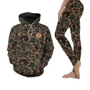 Outdoors Deer Circle Camo Combo Hoodie Leggings Set