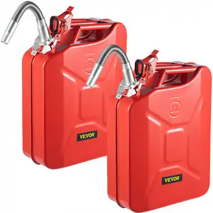 Summervibes VEVOR Jerry Fuel Can, 5.3 Gallon / 20 L Portable Jerry Gas Can with Flexible Spout System, Rustproof ＆ Heat-resistant Steel Fuel Tank for Cars Trucks Equipment, 2PCS RedVEVOR Super Brand Day