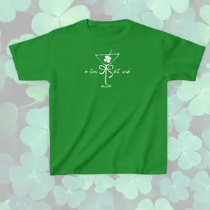 Tini Bit Irish Baby Tee, St. Patrick's Day Martini Aesthetic Shirt, Coquette Style, Trendy Lucky Tee for Women