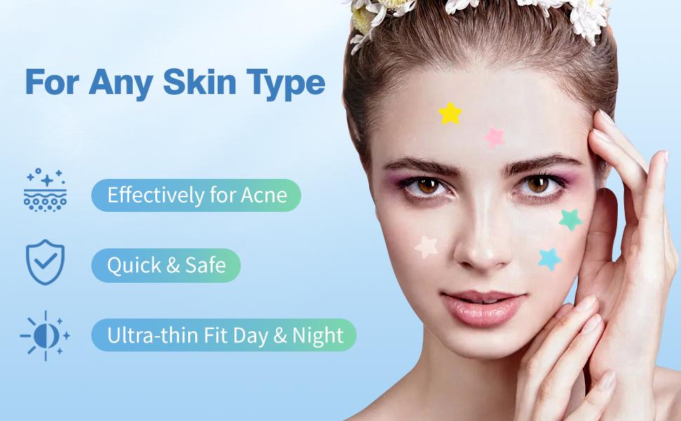 QUSTERE Pimple Patches for Face Hydrocolloid Acne Patches Versitile Cute Star Zit Covers Spot Stickers Mild and non-irritating Patches 5 Color 3 Sizes (10mm, 12mm & 14mm) |200/400 pcs Skincare Skin Repair Salicylic Tea Tree detail 3
