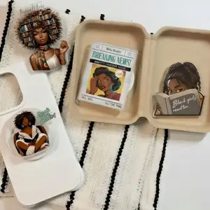Black Girls Read Too Pop Socket, Black Woman Who Loves to Read Phone Grip, African American Book Lover Kindle Grip