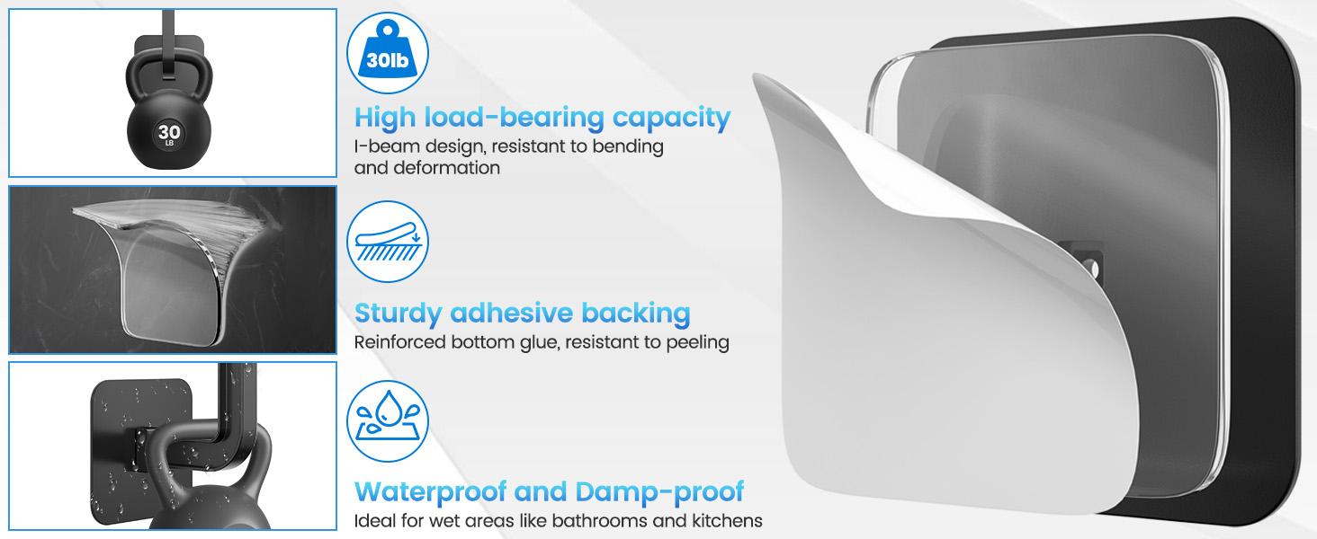 Hat Rack for Wall 4PCS - Self-Adhesive & Drilling Options, 30LB Capacity, Space-Saving Hat Organizer for Baseball Caps & Accessories, 2 Mounting Options Hat Hooks for Wall Closet Door Bedroom