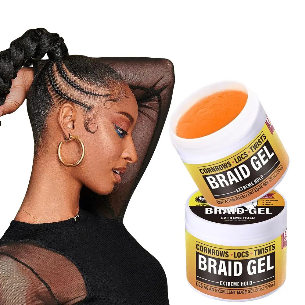 Braid Styling Gel 120ML, Extreme Hold Braiding Gel, Long-Lasting Moisturizing Non-Sticky Formula, Edge Control, Unisex for All Hair Types & Curls