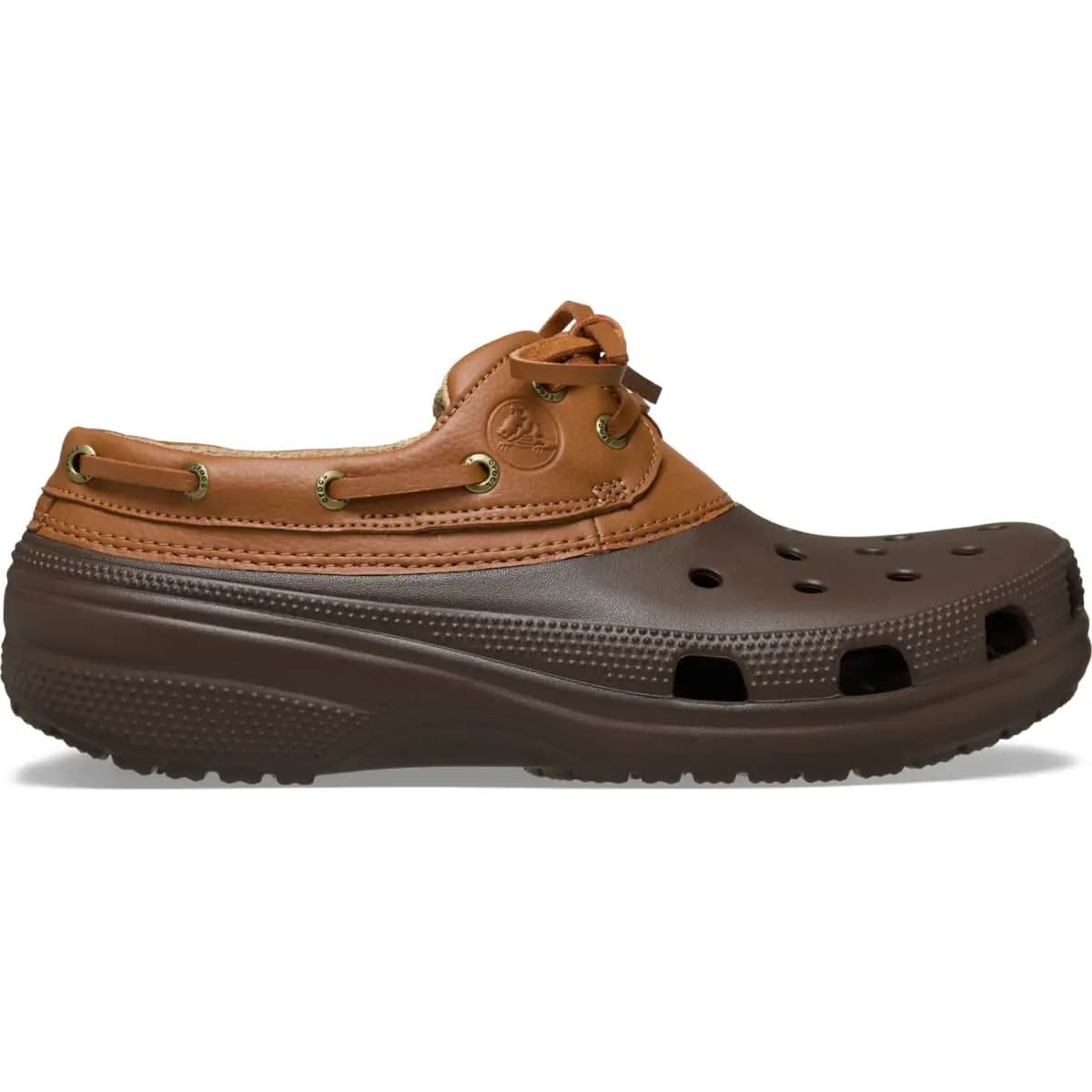 Crocs Men's Classic Leather Clogs, Round Toe Lightweight Solid Slip-On Boat Shoes