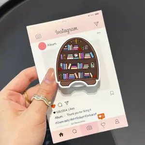 Cute Bookshelf Phone Grip, Bookish Aesthetic Phone Holder, Cozy Library Phone Stand, Reader Phone Accessory, Gift for Book Lovers