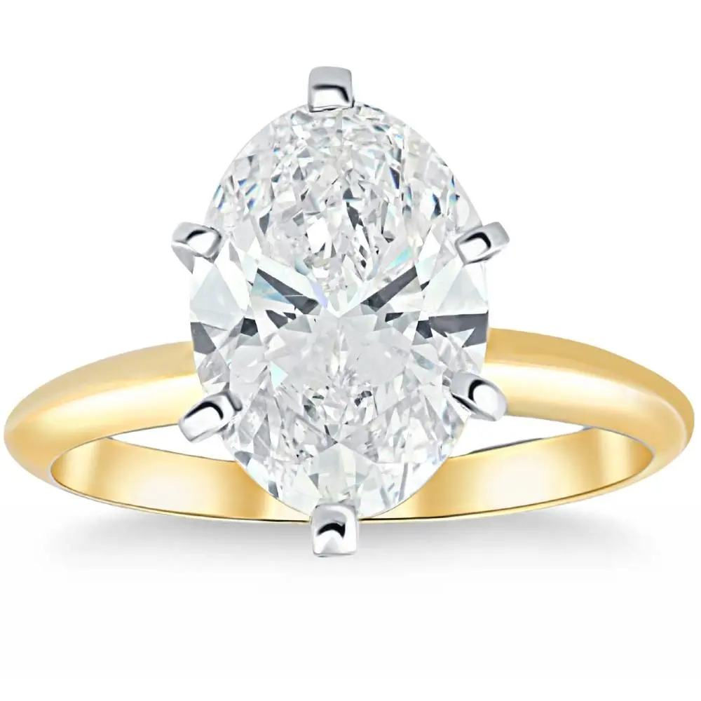3Ct Oval Certified Diamond 14k Gold Solitaire Engagement Ring Lab Grown