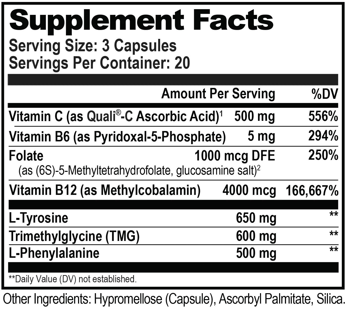 Focus & Memory Stack - Promotes Mental Drive, Clarity & Focus - Supports Mental Energy - Supplement with L-Theanine and Caffeine for Focus and Energy