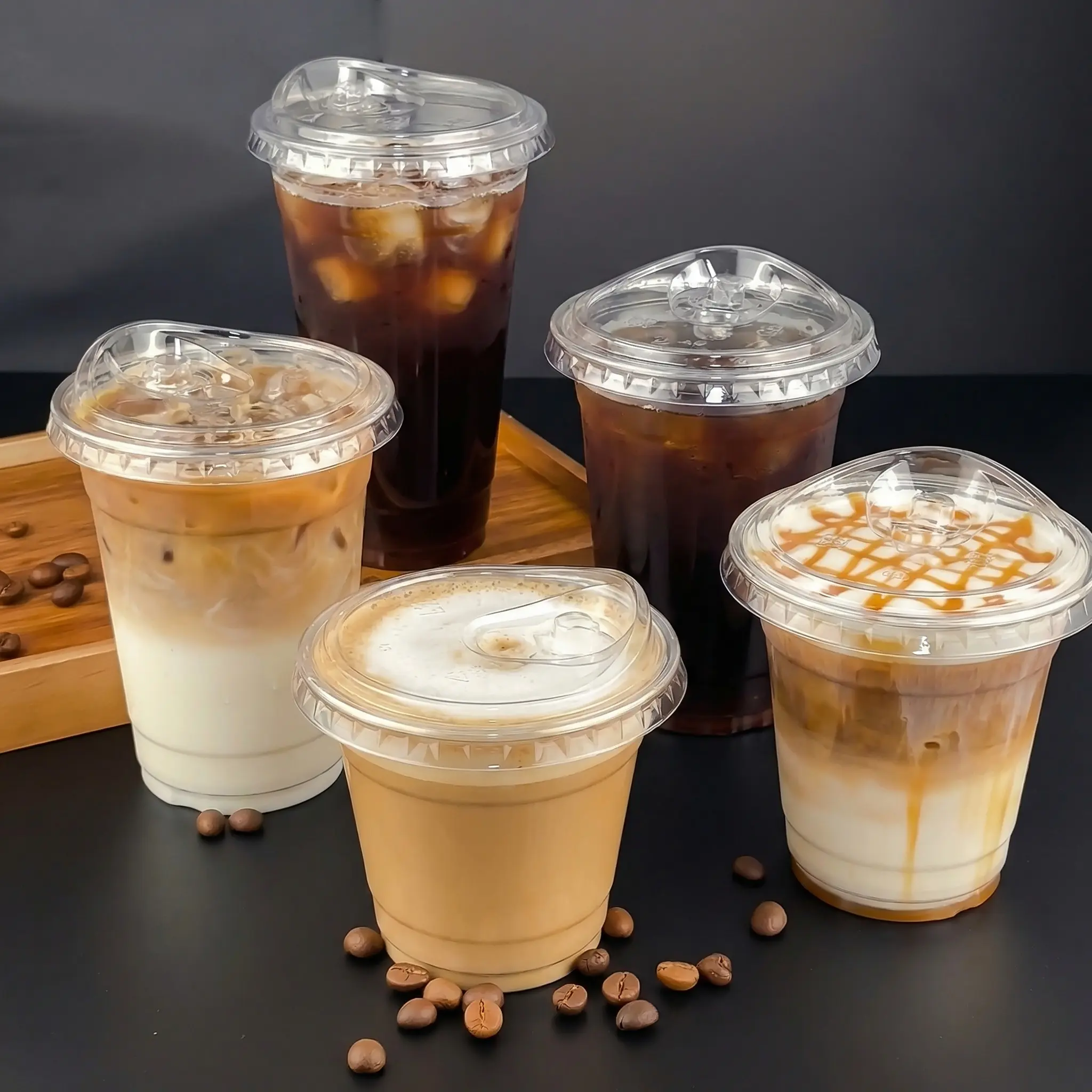 10/12/14/16oz Clear Plastic Cups with Strawless Sip Lid,50 Sets Disposable Iced Coffee Cups with Lids,Disposable Clear Plastic Cups with Lids for Iced Coffee,Smoothie,Cold Drinks for Party