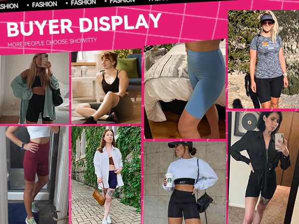 SHOWITTY High Waisted 3 Pack Women's Biker Shorts with Pockets, 11" Plus Size Lightweight Spandex Yoga Workout Running Shorts for Casual Daily Wear