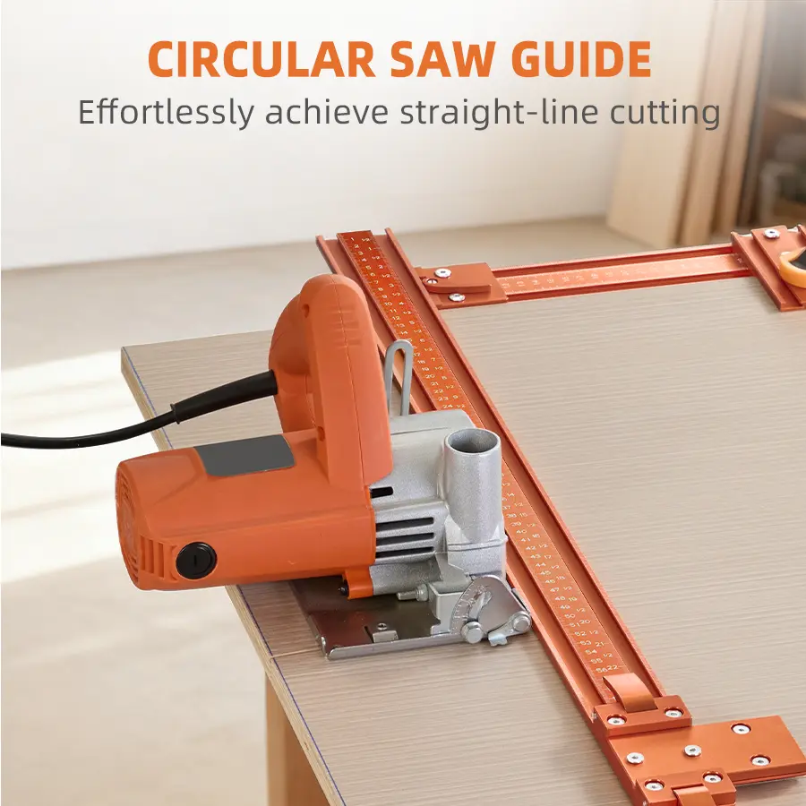 Aluminum Alloy 6mm Thickened Woodworking Jig with Double Sided Scale Lines for Precise Board Cutting and Trimming Width Adjustment