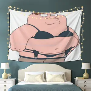 Peter Griffin Tapestry,Bedroom, or Office Decor , High Quality Print Peach Light Beige Fabric , Perfect Gift for Fans of Family Guy, Bedroom Wall Art , Stylish Home Accessory |       Soft Texture Tapestry Colorful DecorationTapestry Decor