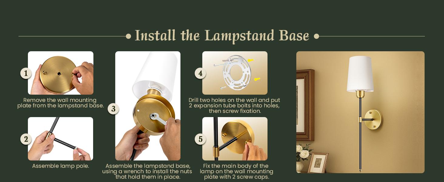 【Christmas Gift】Mid-Century Modern Battery Operated Wall Sconces Set of 2 Black Gold Wireless Lights with Rechargeable Magnetic Bulbs Remote Dimmable 15 RGB Colors for Bedroom Living Room Hallway Decor