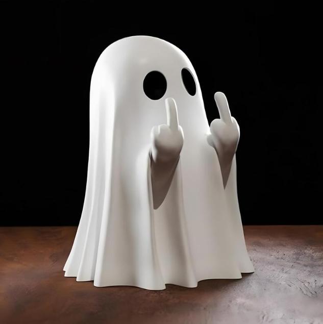MUNBYN  Halloween Ghost Figurine ornaments- Spooky Resin Ghost Statue, Cute Ghost Decor for Halloween Decorations, Porch and Indoor Spooky Home Decor