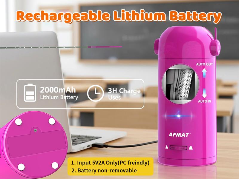 【Valentines Gift for Teachers 】Electric Pencil Sharpener for Colored Pencils, Fully Automatic, Rechargeable, Fast Precise Sharpening, Fits 7 to 11.5mm Pencils, Ideal for Home and Classroom Office Supplies,Teacher Gift