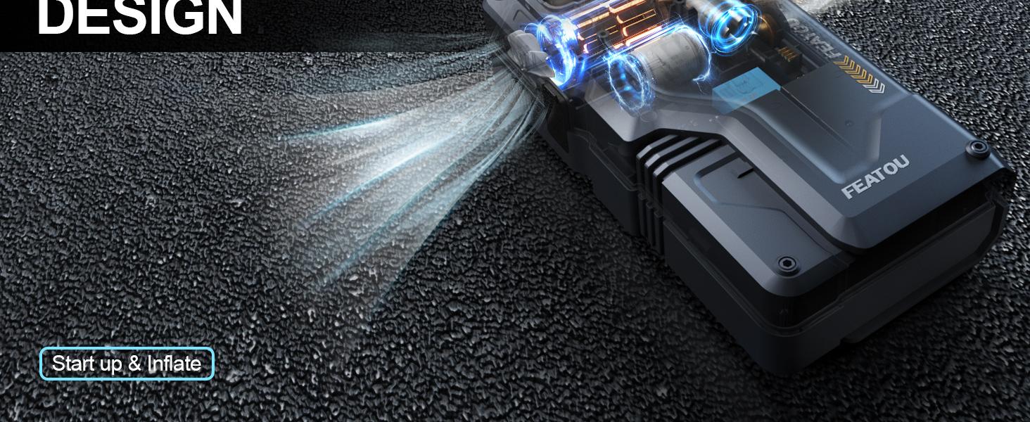 Jump Starter with Air Compressor, 5 in 1 Functional Jump Box 4500A Peak Power Pack with 150PSI Digital Tire Inflator, Portable Car Charger Jumper for 8.5L Gas or 7.0L Diesel