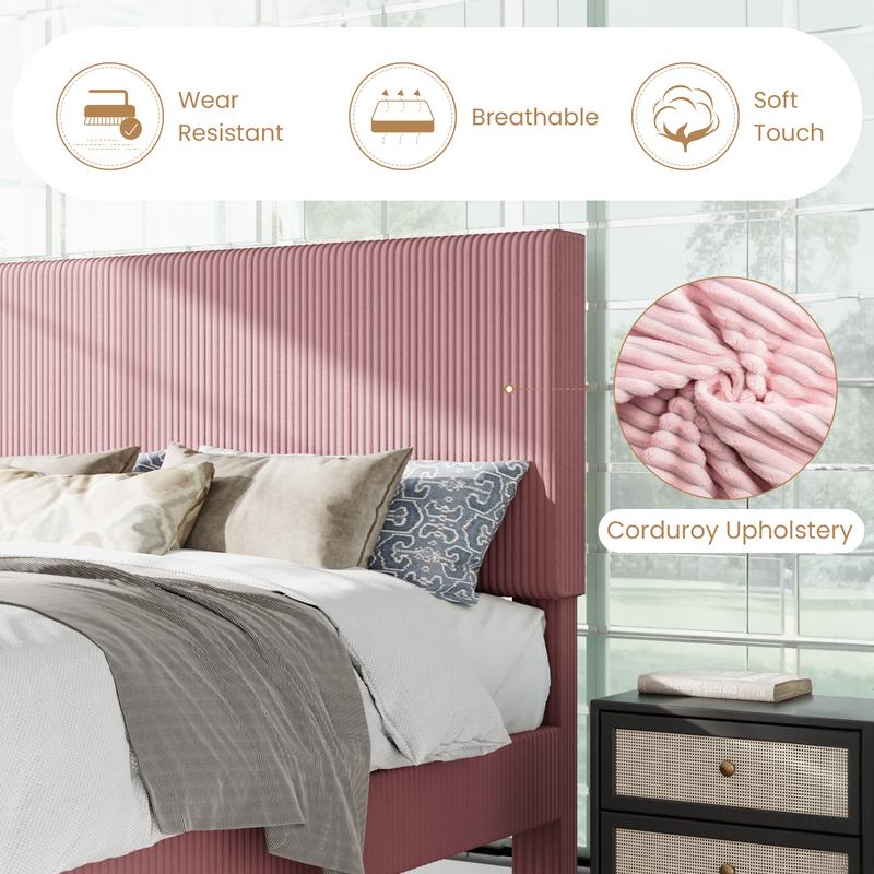 SHA CERLIN Fine Channel-Tufted Fabric Platform Bed Frame【Frame Only No Mattress】Upholstered Wingback Headboard, Solid Wood Slats, No Box Spring Needed, Full/Queen/King Size#ChristmasGifts#TikTokShopBlackFriday