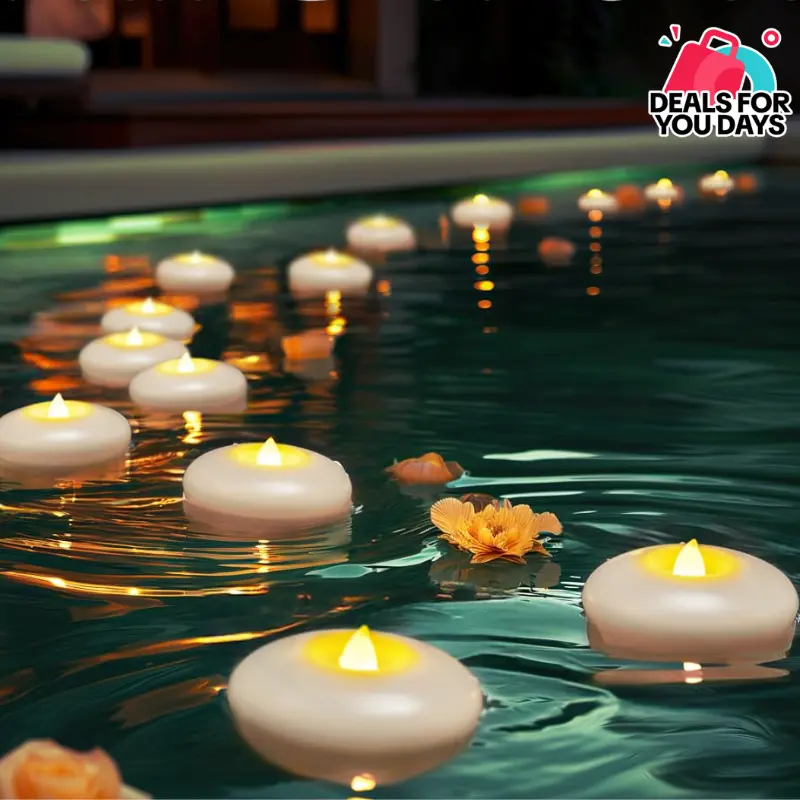 3” Flameless  Floating Candles, 200 Hour White Battery Operate Waterproof Tealights for Cylinder Vases, Centerpieces at Wedding Decor, Party, Pool Led Restaurant Lamp Led Table Lamp  Lighting  christmas lights